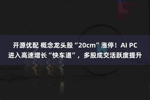 开源优配 概念龙头股“20cm”涨停！AI PC进入高速增长“快车道”，多股成交活跃度提升