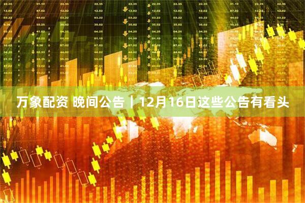 万象配资 晚间公告｜12月16日这些公告有看头